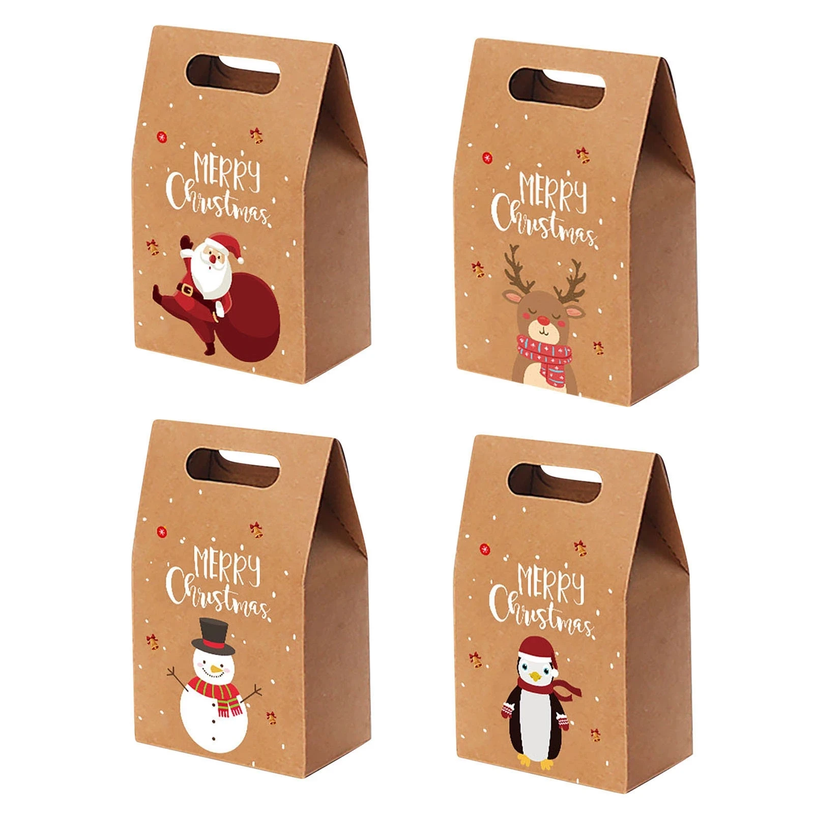 

Vintage Kraft Paper Christmas Snowman Gift Box Holiday Packaging Party Gift Bag Portable Packaging Bag Xmas Gifts Candy Box