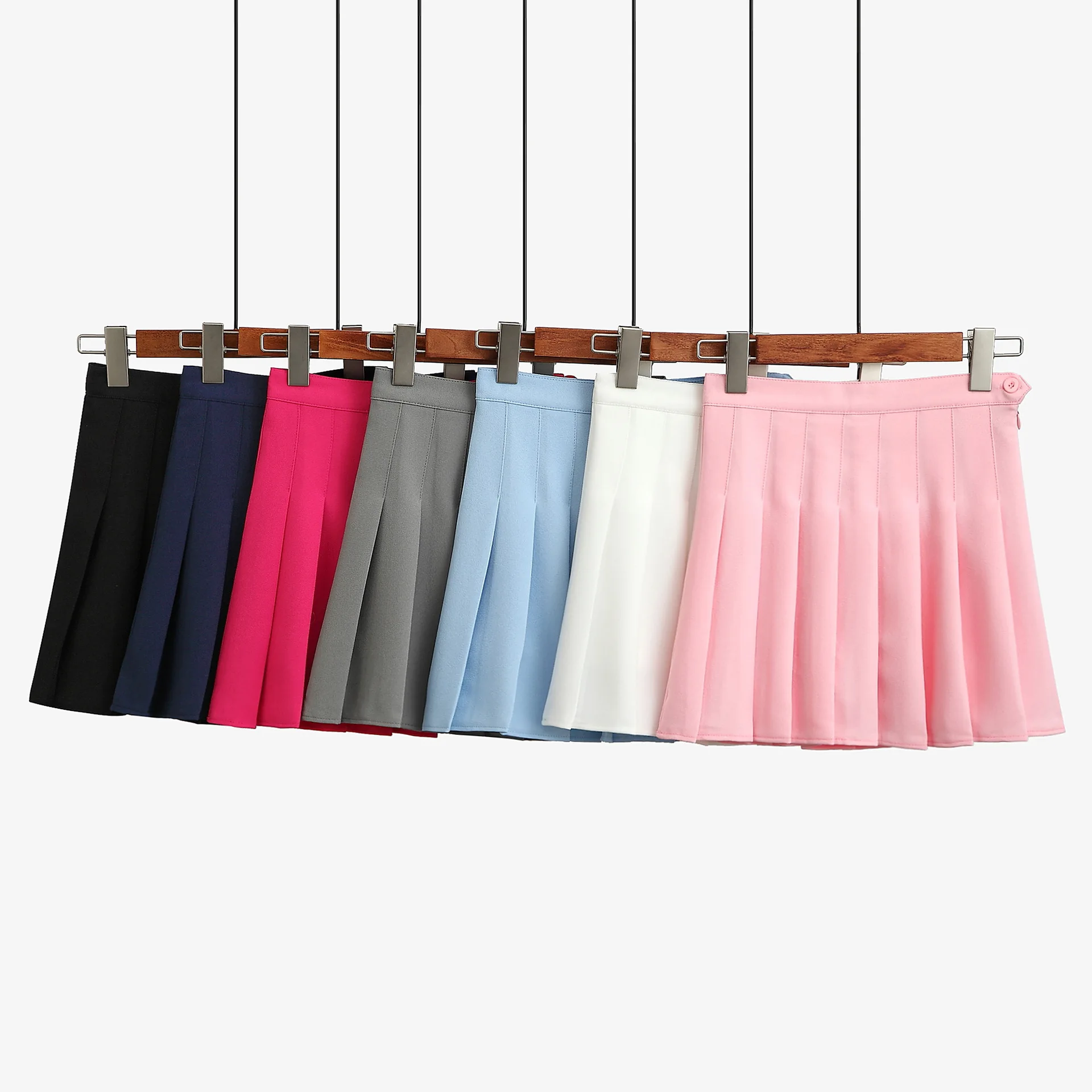 

2021 Brand New Spring and Summer Women's Skirt Student Skirt Halfway Skirt for Female Solid Color Pleated Skirt