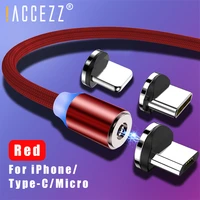 accezz nylon strong magnetic charger cables micro usb type c 8 pin for iphone x 8 plus fast charging cable for samsung xiaomi 4