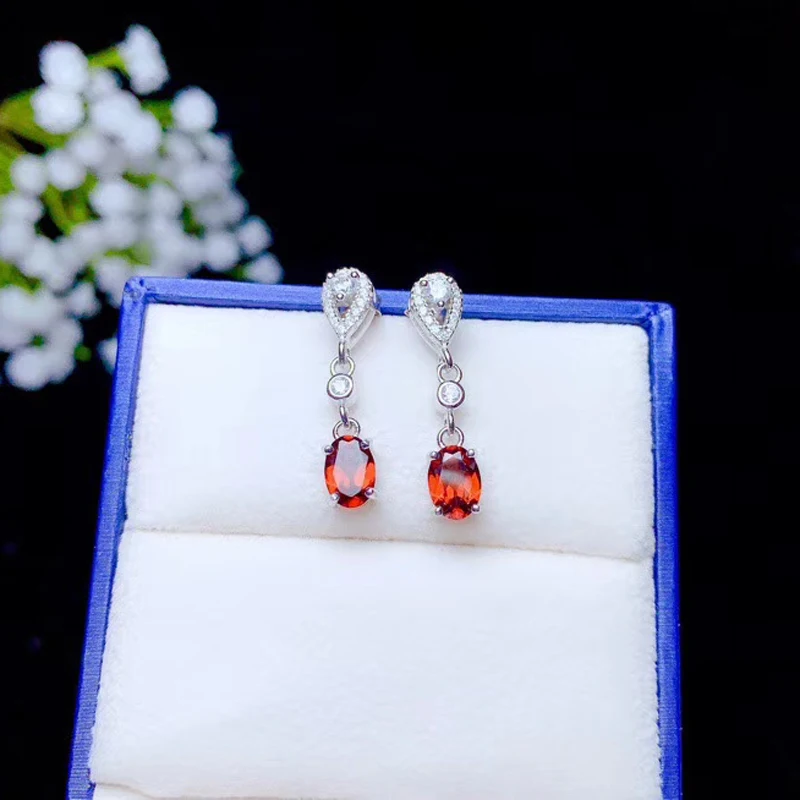 Ювелирные изделия CoLife из серебра 925 пробы висячие серьги с натуральным гранатом 5