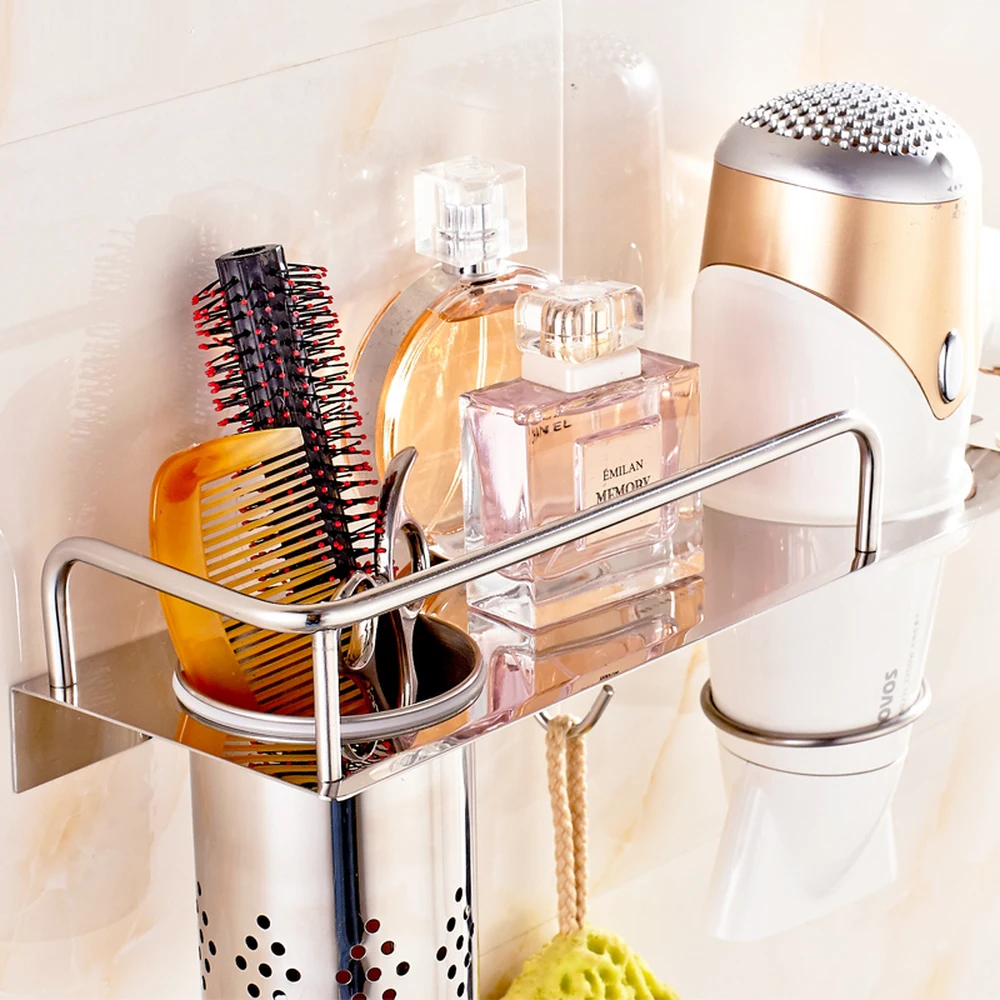 

Non-porous bathroom hair dryer rack 304 stainless steel hair dryer rack cup holder wall mount hair dryer wx6111522
