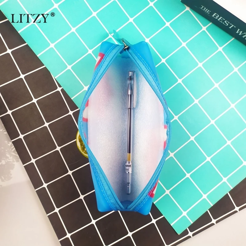 Милый чехол для карандашей с животными кошка собака лиса Фотосумка школы пенал