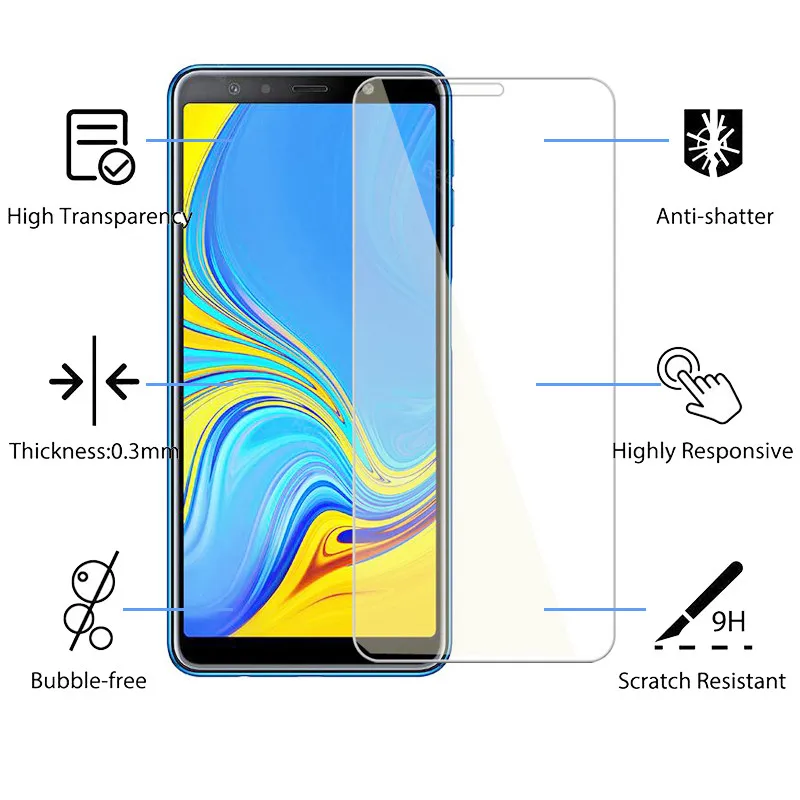 3 шт. закаленное стекло для Samsung Galaxy A6 Plus A6Plus J4 J6 J8 A7 2018 Защита экрана A8 plus |
