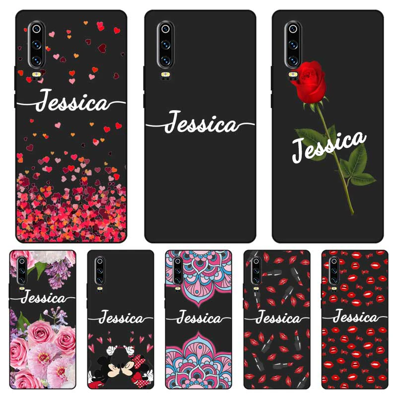 Любовь Роза пользовательское имя DIY черный мягкий Уретановый Термопластик (tpu)