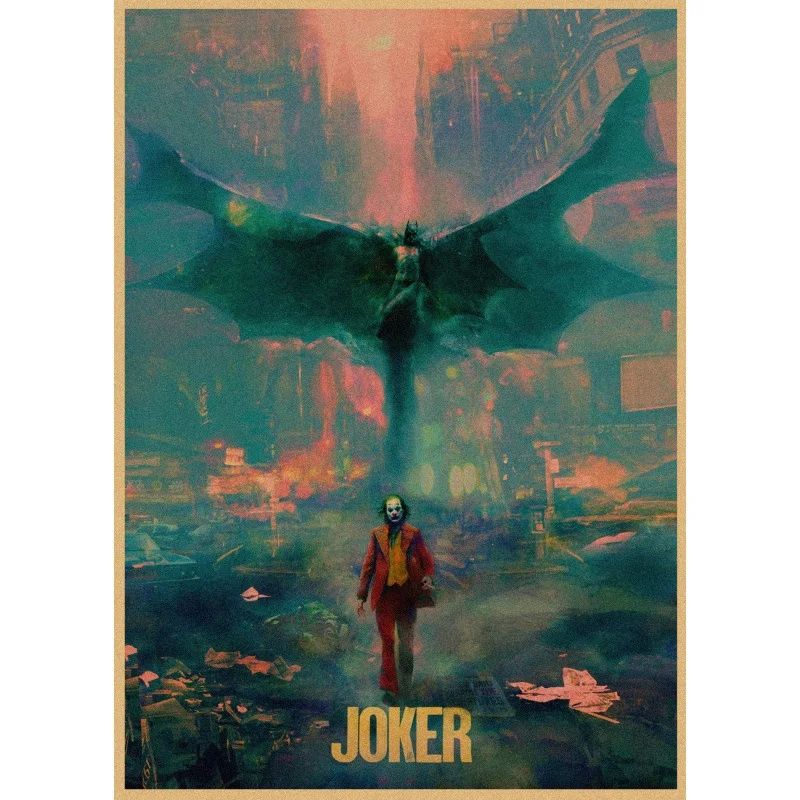 

Clown Poster The Joker Poster D & C Movie Retro Kraft Paper Wall Sticker Home Decoration Painting Room Picture Paper Painting