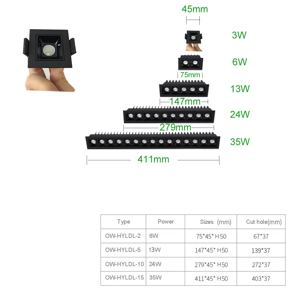Черная отделка супер яркий 3535 5 Вт Светодиодный s встраиваемый линейный