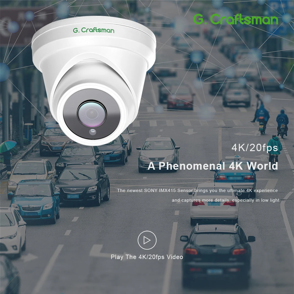 Дешево IP-камера 4K POE 20fps SONY Sensor Security CCTV Cam H.265 внутренняя и наружная аудиосистема видеонаблюдения Onvif D2M8S G.Craftsman