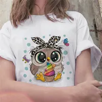 Женская футболка с принтом совы, с круглым вырезом