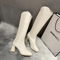 womens high boots faux leather waterproof plus velvet knee white boots high heels martin platform shoes for women sneakers