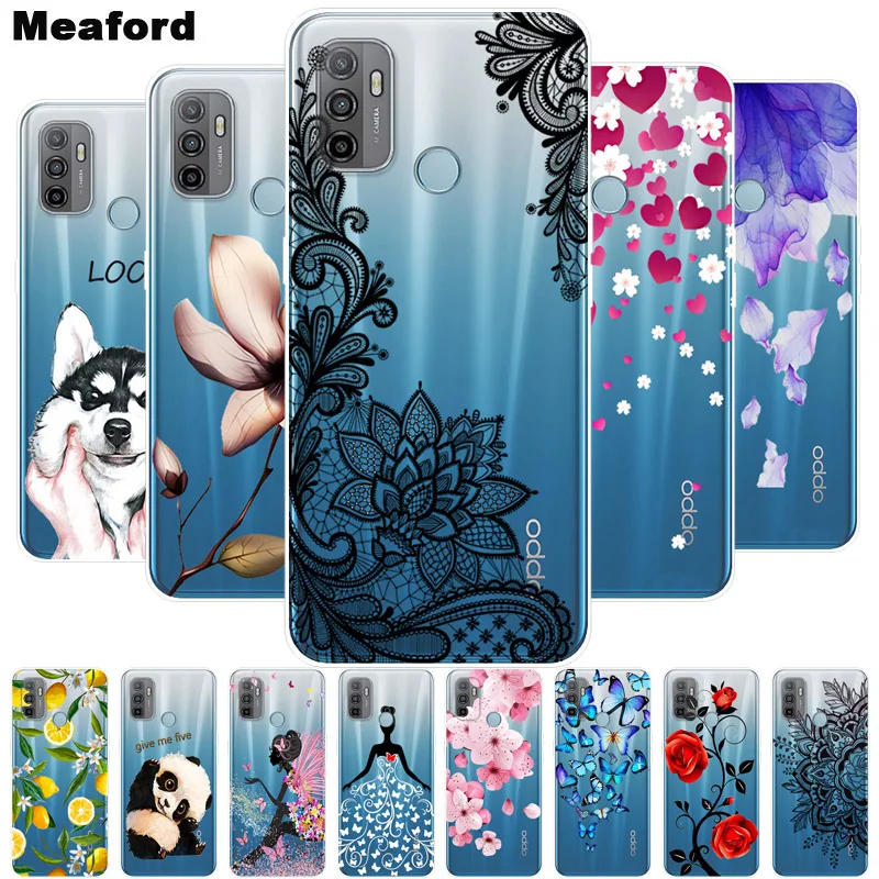 Силиконовый чехол для OPPO A53S 2020 прозрачный мягкий мультяшный из ТПУ телефона A53 S A