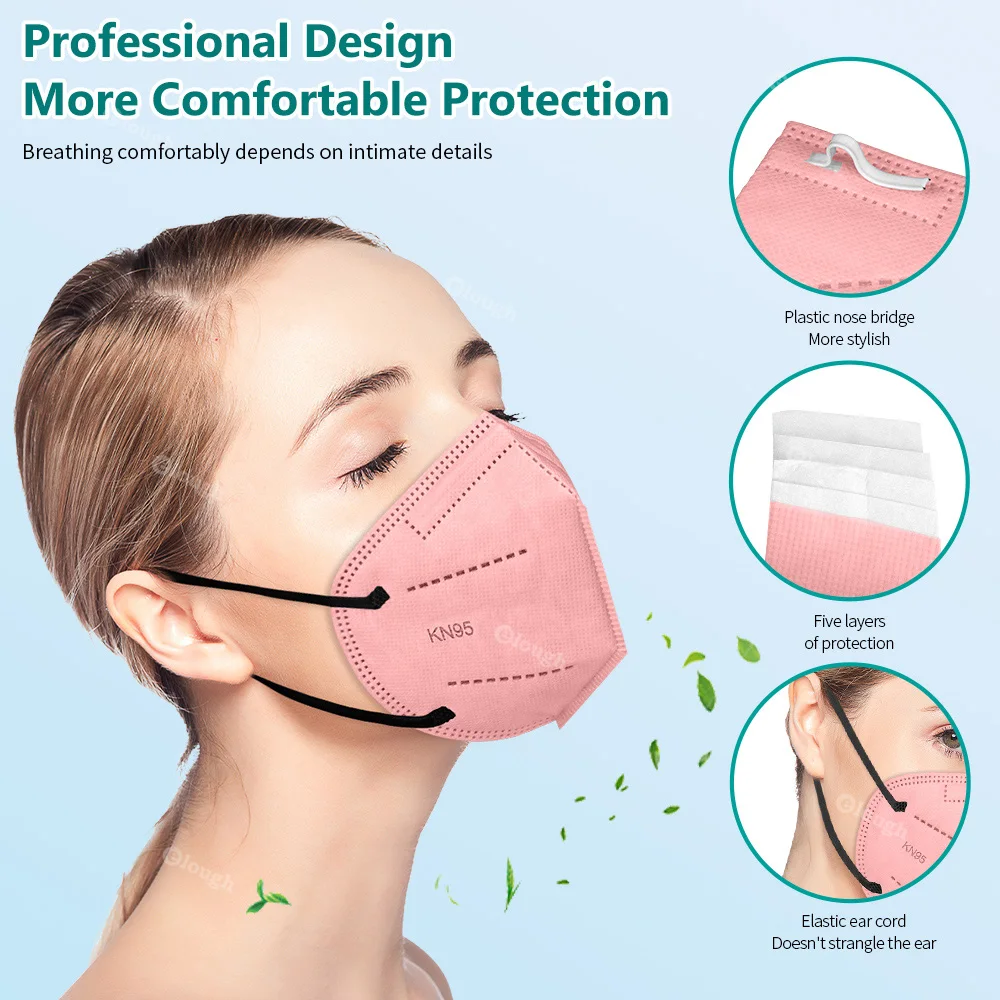 Однотонная FFP2 маска для лица KN95 5 слоев FFP2mask взрослые маски FP2 Mascarilla FPP2 Homologada 10-100