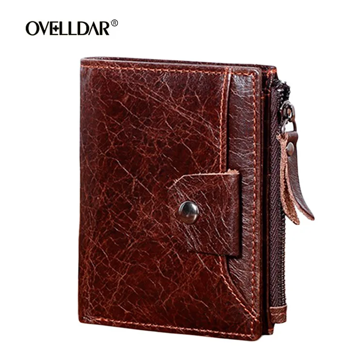 Men's Genuine Leather Wallet The First Layer Cowhide Wallet Short Paragraph Fashion Men's Oil Wax Pickup Bag