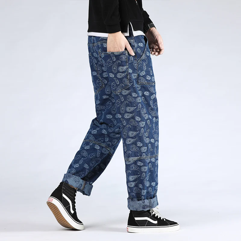 46 Plus Size 2021 High Quality Men's Baggy Casual Denim Male Straight Pants Fashion Jeans Loose Trousers Versatile Streetwear