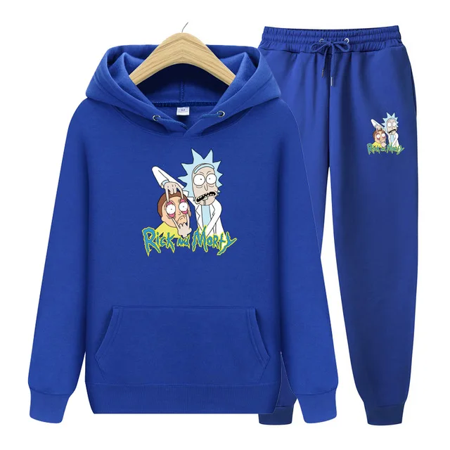 Осень Зима горячие комплекты Koop Heren Рик Морти Толстовка и Broek Повседневная