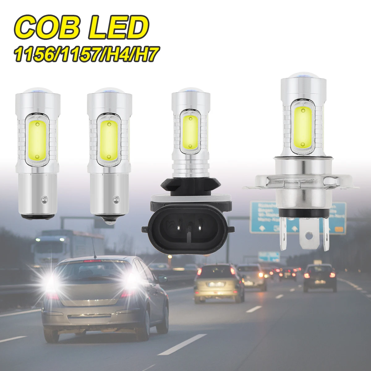 

12V COB Signal Lamp White Light 1156 / 1157 / H4 / H7 Led Bulbs Reversing Lights Turn Brake Backup Light New
