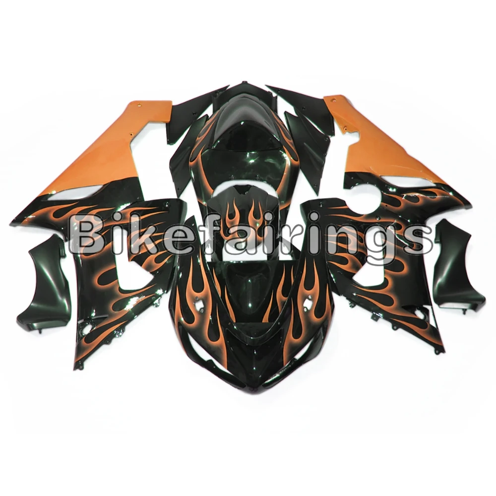 

Black and Orange Flames Fairing Kit Fit For ZX-6R 2005 2006 ZX636R 636 05 06 Injection Bodywork Kit New Hulls