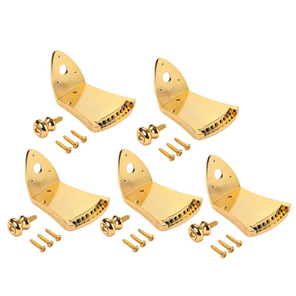 

Set of 5 Zinc Alloy Tailpiece+Strap Buttons DIY for 8 Strings Mandolin Replacement Parts