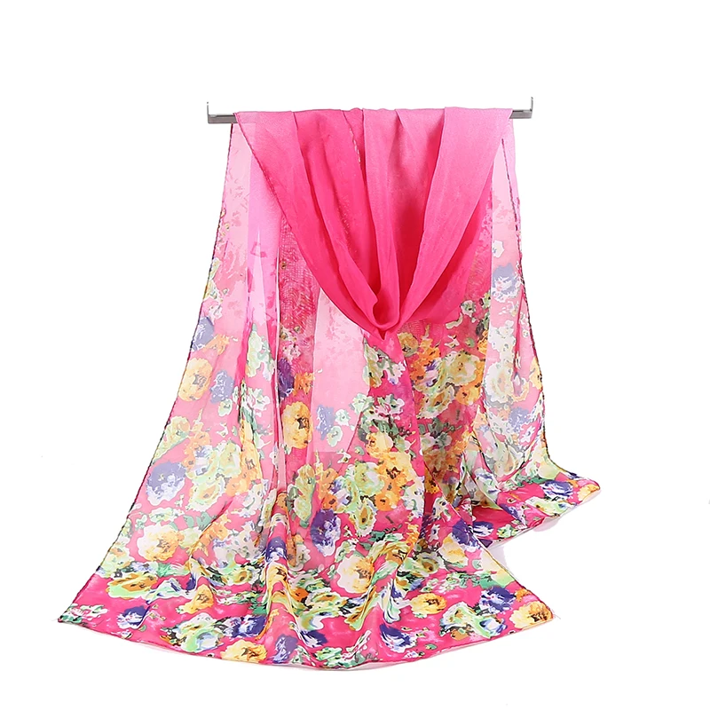 

Floral Silk Scarves Woman Spring Autumn Long Printed Shawl Scarf Ladies Chiffon Autumn and Winter Beach Scarf Wraps