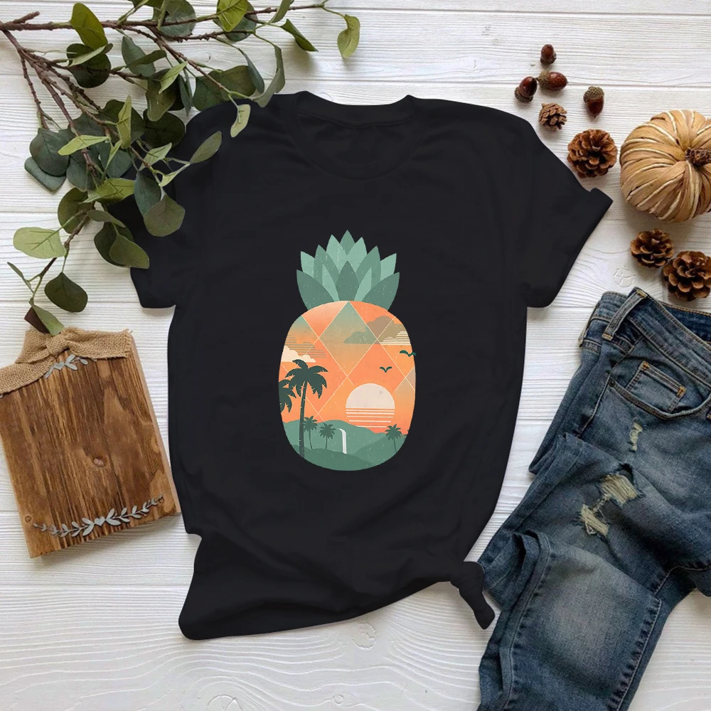

MUMOU Pineapple Scenery New T Shirt Women Cool Kawaii Gym Vogue Hop Tshirt Top Tee Beautiful Pretty Fashion T-shirts Graphic