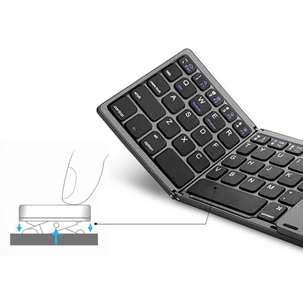 Мини складная клавиатура Bluetooth складная беспроводная клавиатура с тачпадом для Windows, Android планшет Ipad Телефон