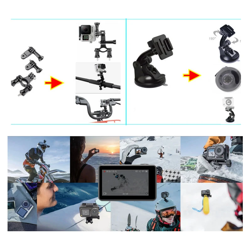 Комплект аксессуаров Gopro 33 в 1 для Hero 9 8 XiaoYi / SJCAM sta360 DJI OSMO карманные аксессуары