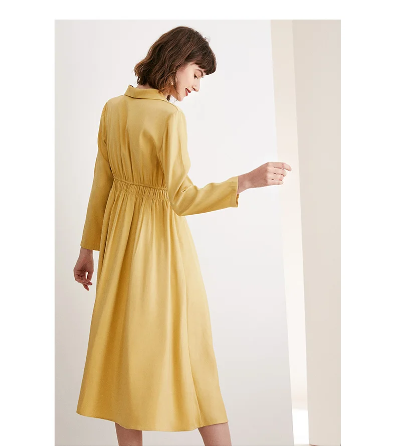 Женское платье трапеция до колен с длинным рукавом и эластичным поясом|Женские