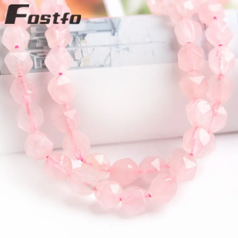 

Natural Stone Pink Faceted Crystal Beads Irregular Graphics Loose Beads For Jewelry Making DIY Bracelet Necklace 8mm Spacer Bead