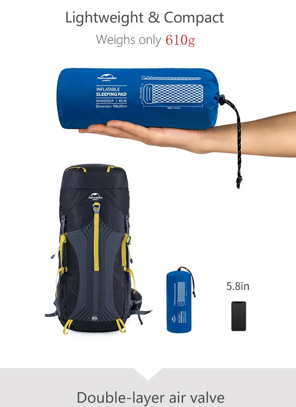 Naturehike нейлон ТПУ коврик для кемпинга сна легкий влагостойкий воздушный матрас