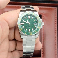 fashion 40mm automatic mens watch 2813 movement mechanical watch green dial date luminous oyster bracelet
