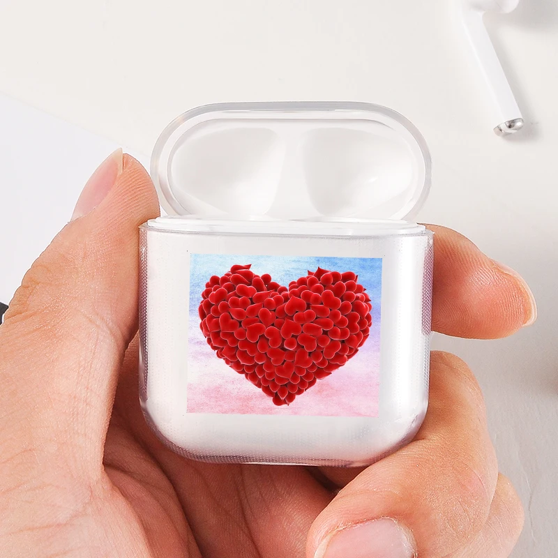 Хроматический модный наушник чехол для Apple Airpods чехол простой милый любовь сердце Bluetooth поп AirPods чехол прозрачный жесткий чехол
