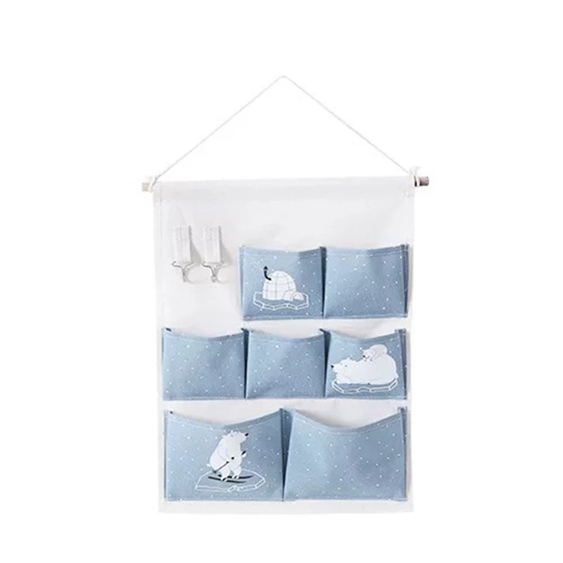 

Lovely Printing Swan Door Wall Hanging Bag Bedroom Sundries Wardrobe Underwear Socks Cosmetic Storage Bag Desktop Storage Box