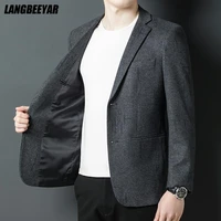 top grade designer brand casual fashion elegant smart korean style men blazers slim fit jacket party suit coat men clothing