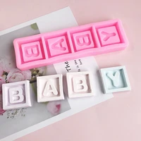 baby square letter silicone mold baking tool drop glue plaster chocolate flip moulds resin candle mold cake decorating tools