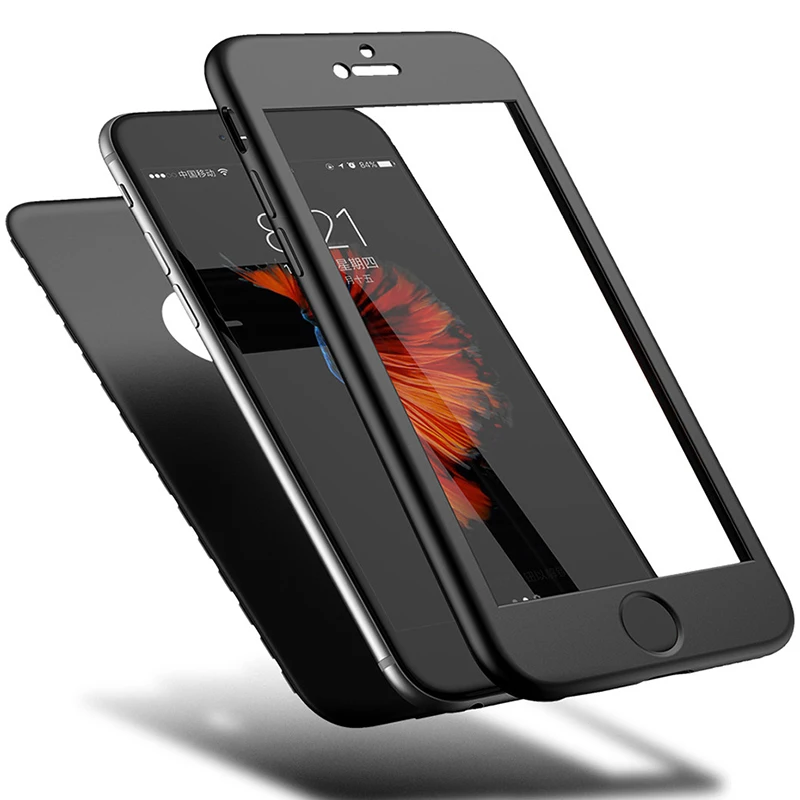 360 Degrees Full Cover Case for IPhone XR XS MAX X 8 Plus 7 6 6S Soft Matte Cases Front Back Protection TPU | Мобильные телефоны и