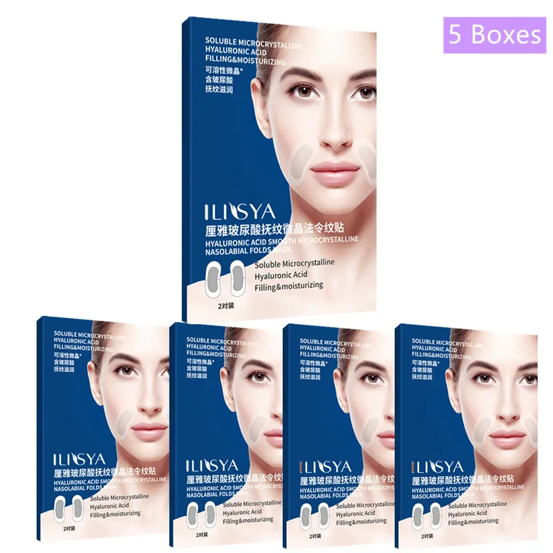 5 Boxes- Micro-needle Nasolabial Folds Patch Hyaluronic Acid Frown Lines Removal Moisturizing Face Care  Anti-Aging