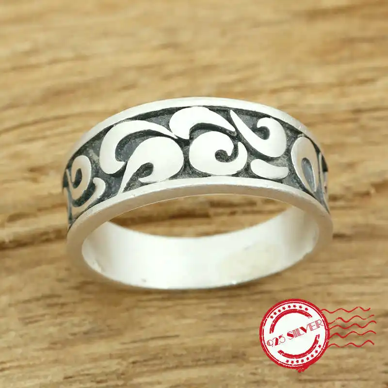 

S990 sterling silver men's ring retro personality fashion jewelry Xiangyun shape 2018 new gift to send lover