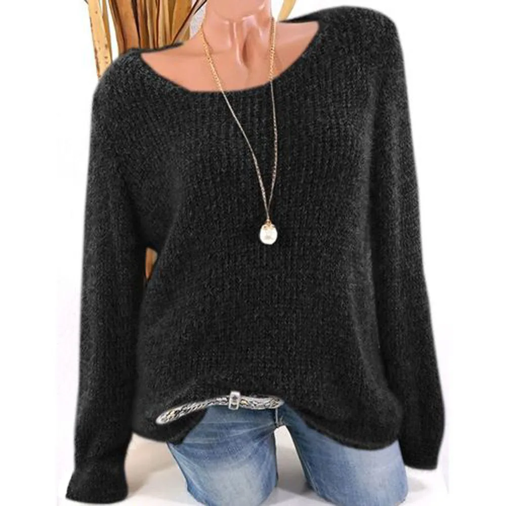 2019 Fashion Warm Pullover Women Autumn Winter Knit Long Sleeve Solid Colors Sweater Casual Loose Female Sweaters Plus Size Top | Женская