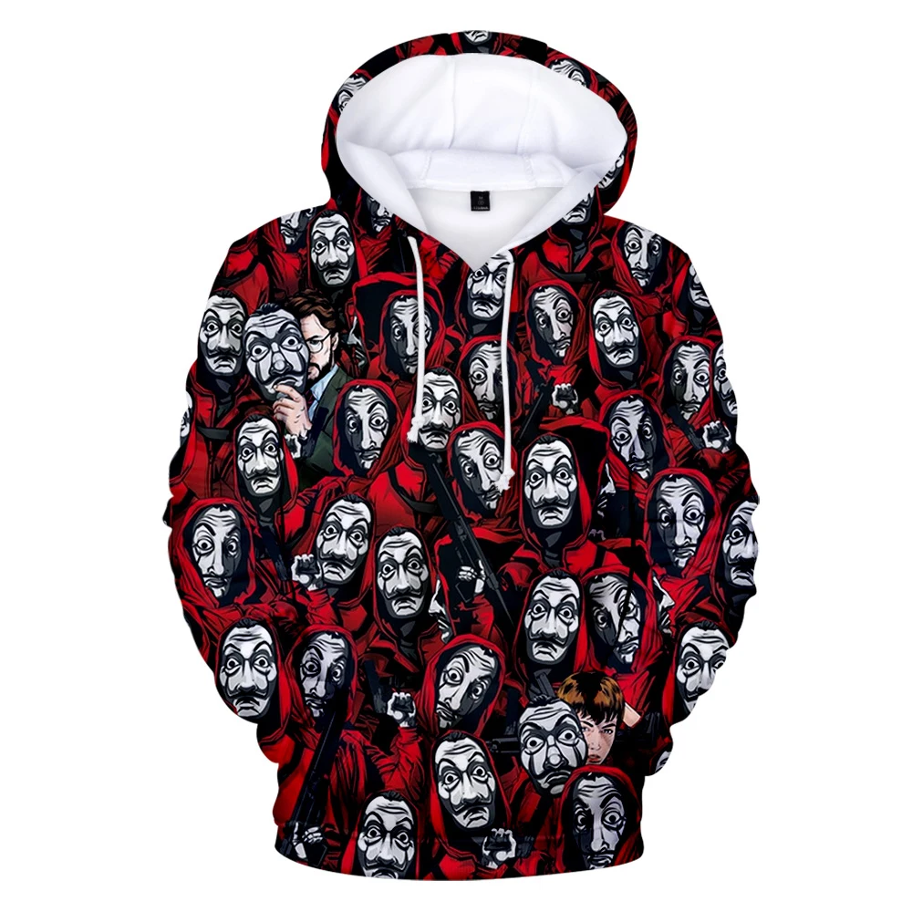 

Hot Sale Hoodies TV Series La Casa De Papel Money Heist House Of Paper Hoodies personality Men Women Harajuku Casual Streetwear