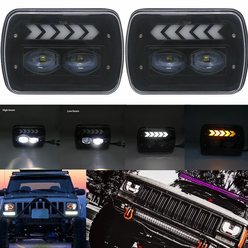 Пара квадратных 5X7 7X6 светодиодный фары для Jeep Wrangler YJ Cherokee XJ H6014 H6052 H6054 грузовики |