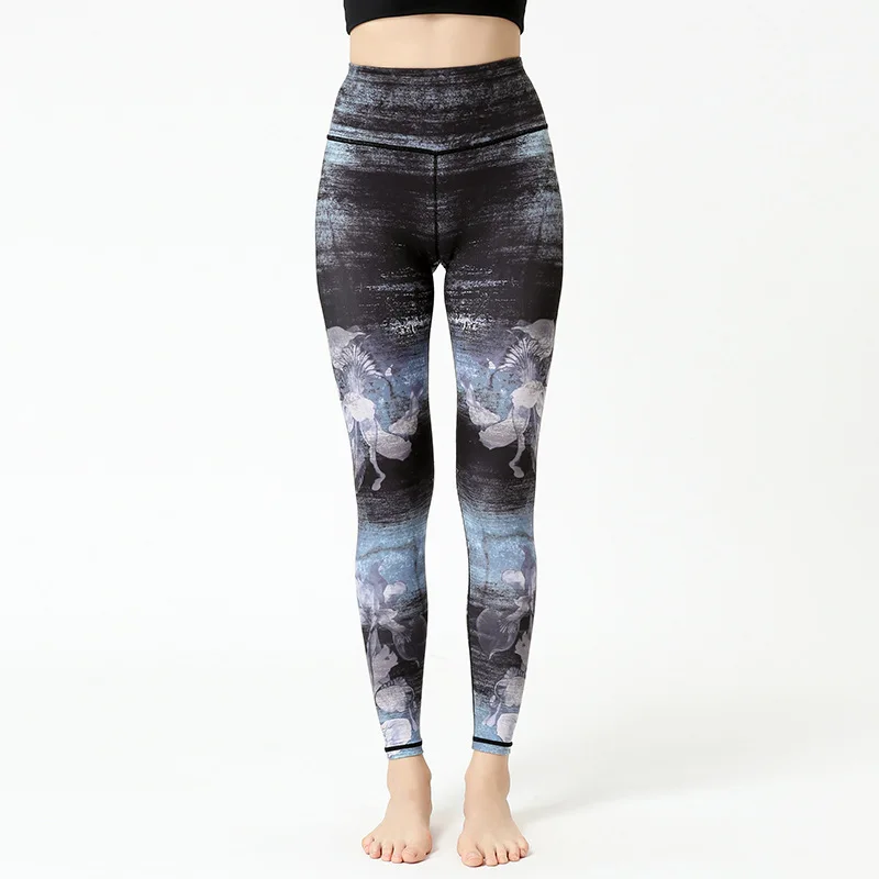 

High Waist Trousers Yoga Pants Women Leggings Printed Hip-Lifting Fitness Summer Breathable Elastic Gym Clothing Ladies New 2021