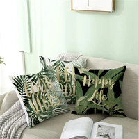 tropical leaf cushion cover plant green leaves garden flower polyester throw pillows sofa home sofa decorative pillowcase