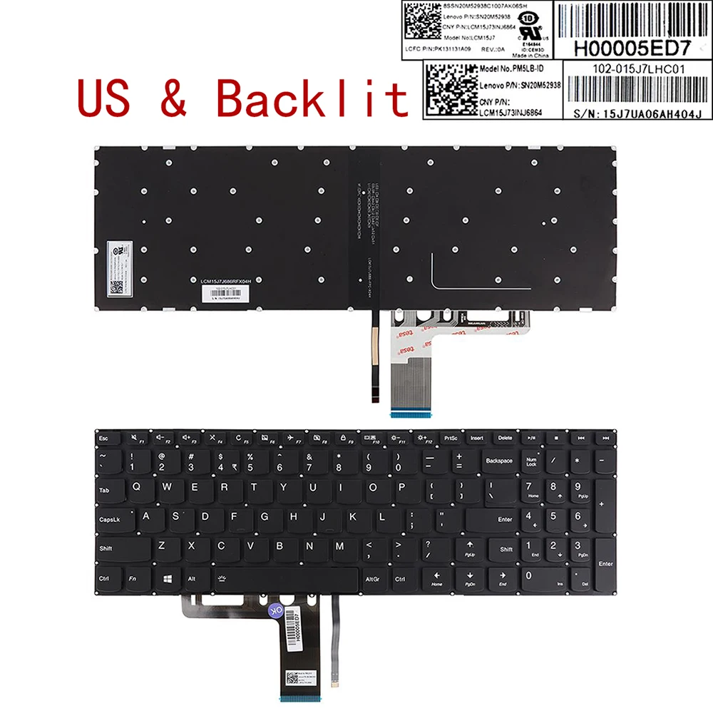 Новая черная клавиатура для ноутбука Lenovo Ideapad 310 15IKB 15ISK 15ABR 15IAP с подсветкой