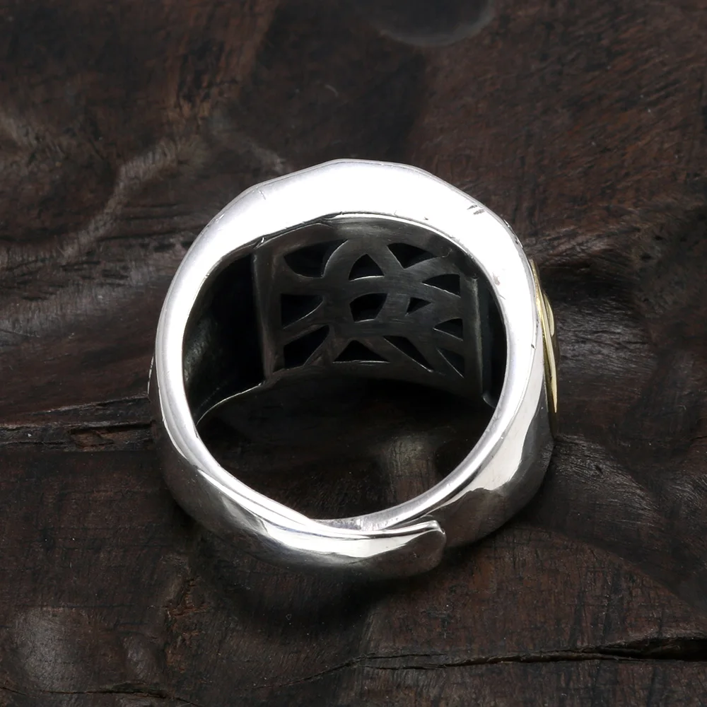 Тяжелые твердые 925 пробы серебряные мужские кольца перстни мантра Ом Мани Падме
