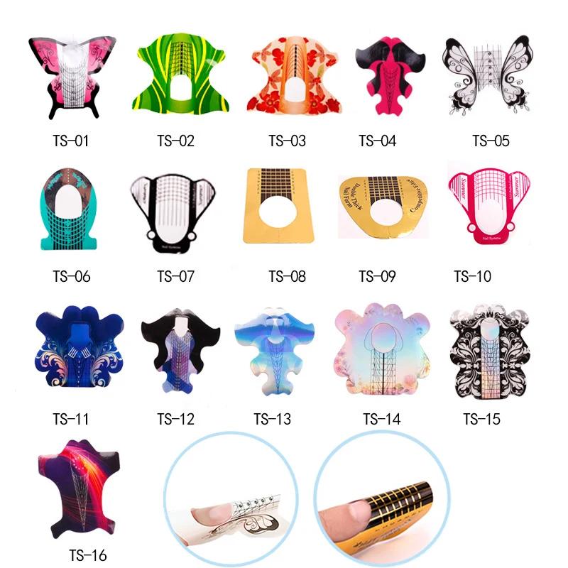 

Форма для французского маникюра, 100 шт./лот, наклейка для наращивания акрилового УФ-геля, трафарет для маникюра