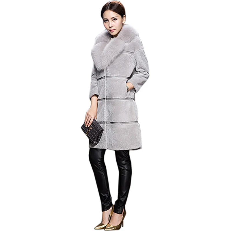 

Winter Women's Long style Faux fur Coat 2021 new style Faux fur 4XL size coat Thick Warm Faux fur Cardigan Fur collar Coat