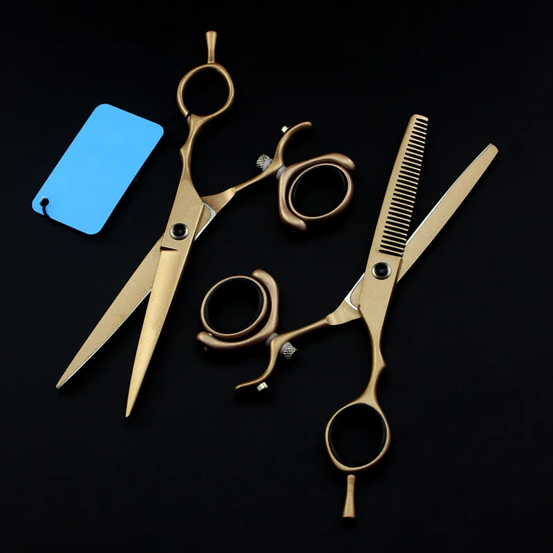 Профессиональные Японские Стальные 6 дюймов вращающиеся золотые ножницы для