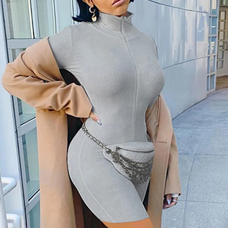 

Ribbed Turtleneck Sport Wear Casual Jumpsuit Women Letters Embroidery Skinny Sexy Playsuit Fitness Street Female Rompers