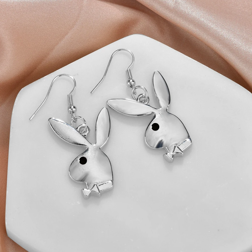 

New Ins Hip-hop Rabbit Earrings Vintage Rabbit Dangle Earring Alloy Ear Hook For Women Men Fashion Jewelry Punk Dangle Earrings