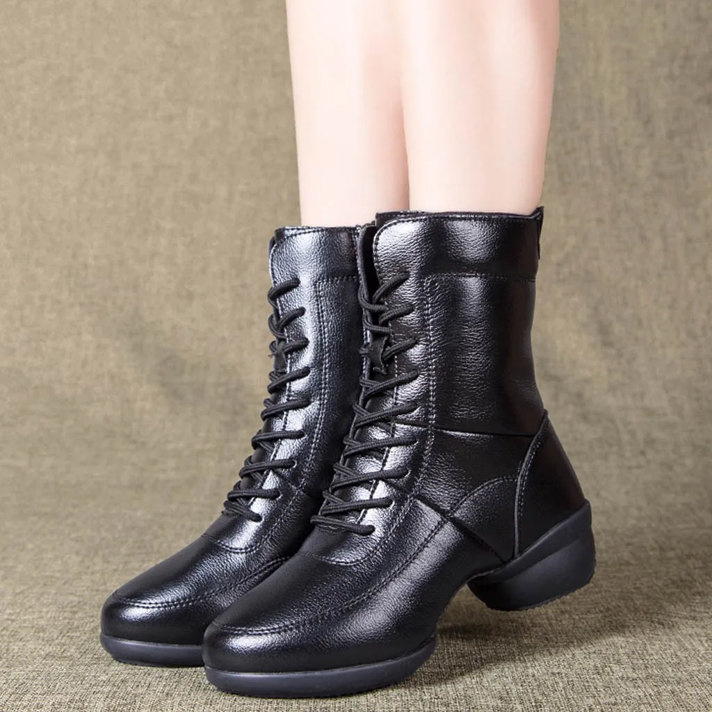 Осенне-зимние женские ботинки верблюжьего цвета теплые танцевальные женская