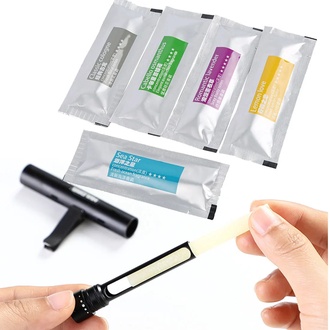 

5 kinds Flavor Car Interior Outlet Air Freshener Vent Clip with 5 Aroma Sticks Car Perfume Solid Flavoring Perfume Diffuser